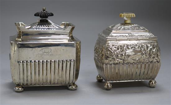 Two late Victorian silver tea caddies, 11.3oz gross